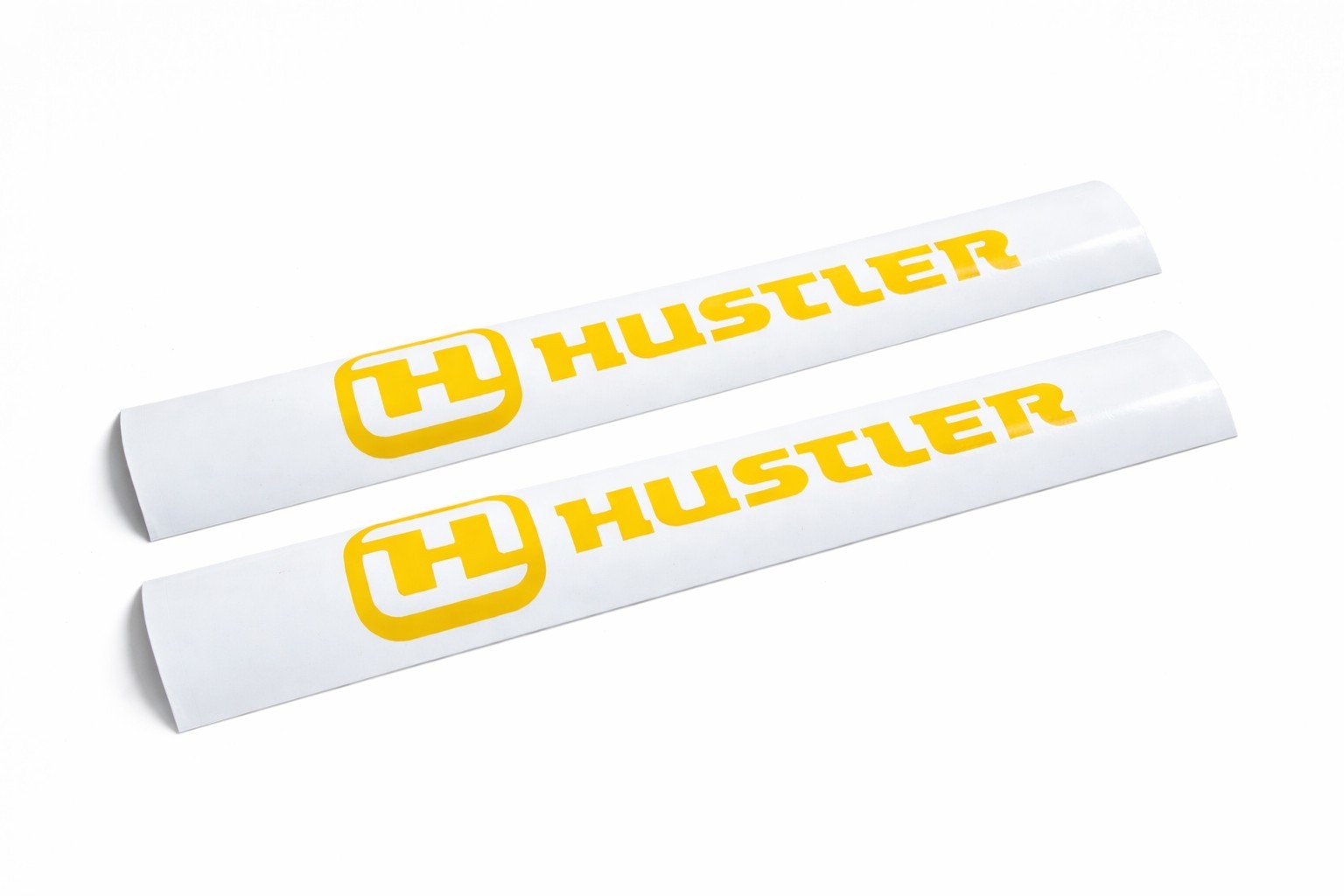 (2) Hustler Zero Turn mower tractor Decals Stickers 8” Gloss yellow