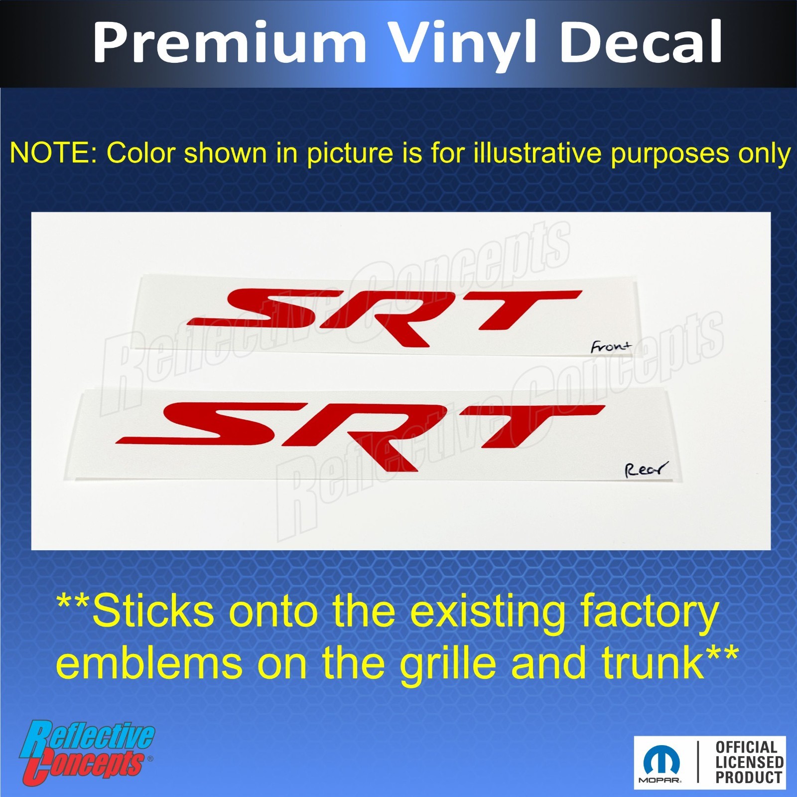 2018-2024 Durango SRT, SRT 392 Front and Rear SRT Emblem Overlay Decals