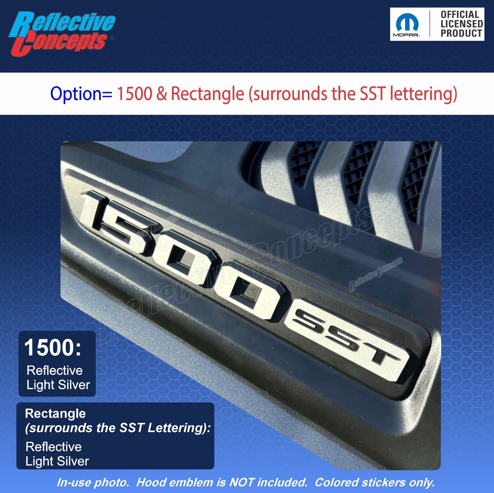 1500 SST Sport Performance Hood Emblem Overlay Decal Stickers – 2025 Ram 1500