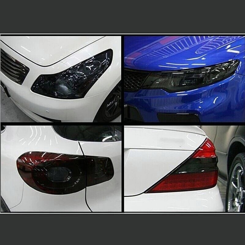 12″x78″Gloss Dark Black Film Smoke Tint Lens Vinyl Wrap For Headlight taillight
