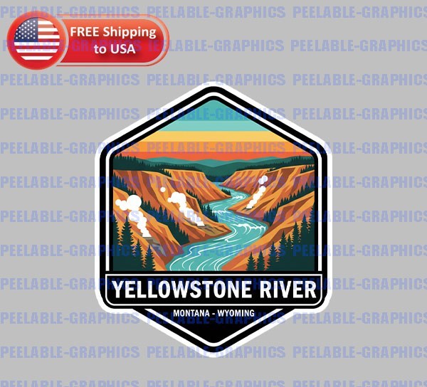 Yellowstone River Montana Wyoming Bumper Vinyl Decal Sticker Souvenir Travel B