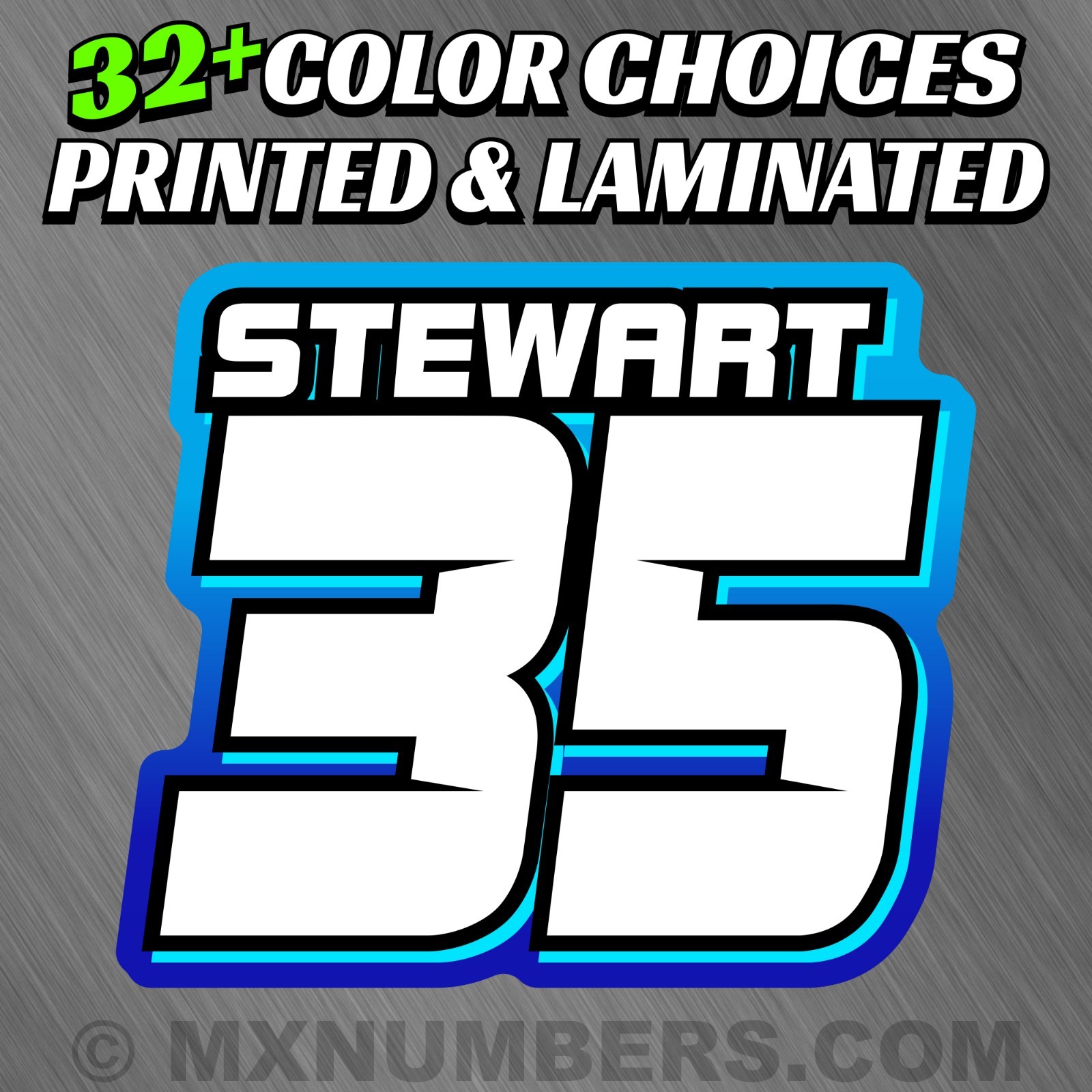3 Motorcycle Number Name Plate Race Color Decals Sticker MX ATV SX BMX Bike Kart