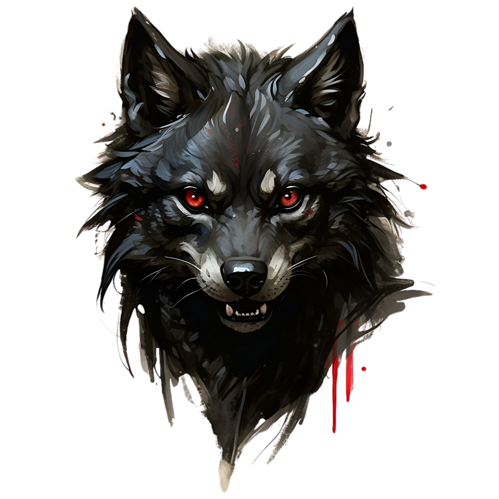 Gothic Wolf Sticker 4″ Red Fierce Strong Independent Focused Lone Deep Black