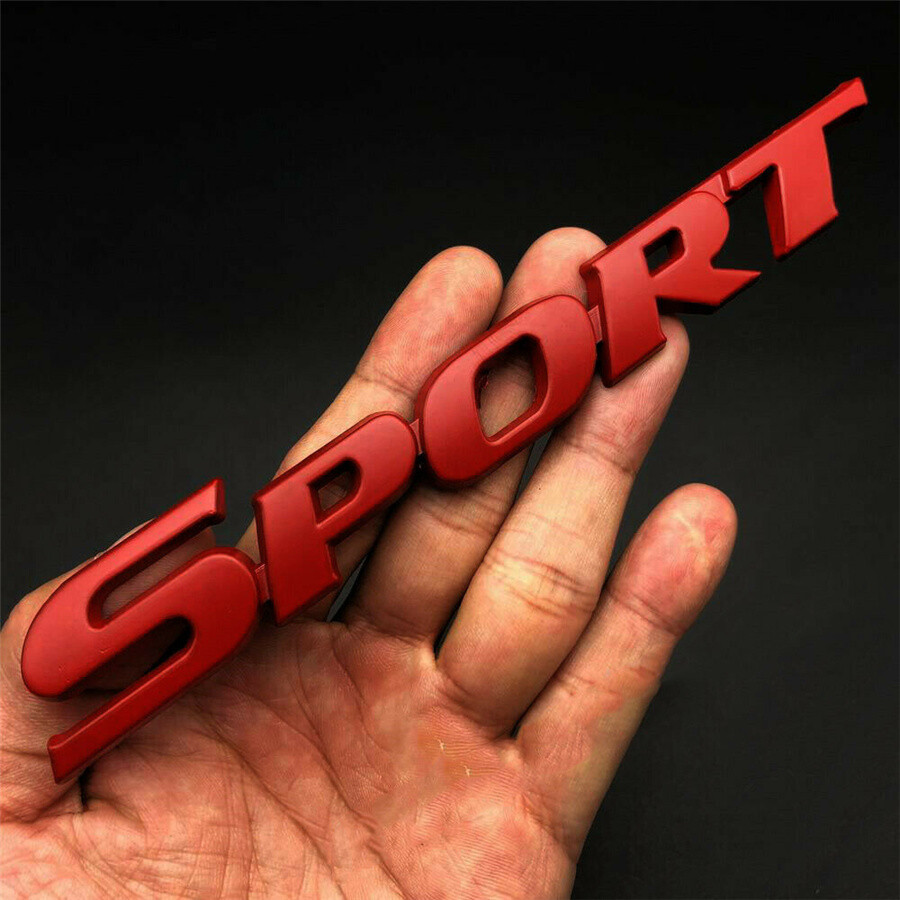 SPORT Logo Racing Car Body Fender Trunk Tailgate Emblem Badge Decor Sticker Red