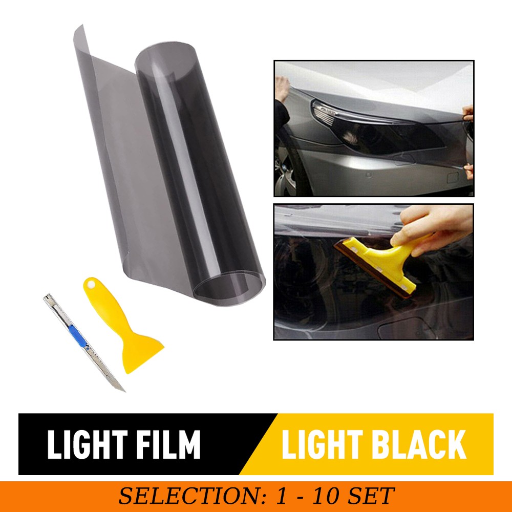 12″x72″ Glossy Light Black Headlight Taillight Tint Fog Light Film Vinyl 1-10PCS