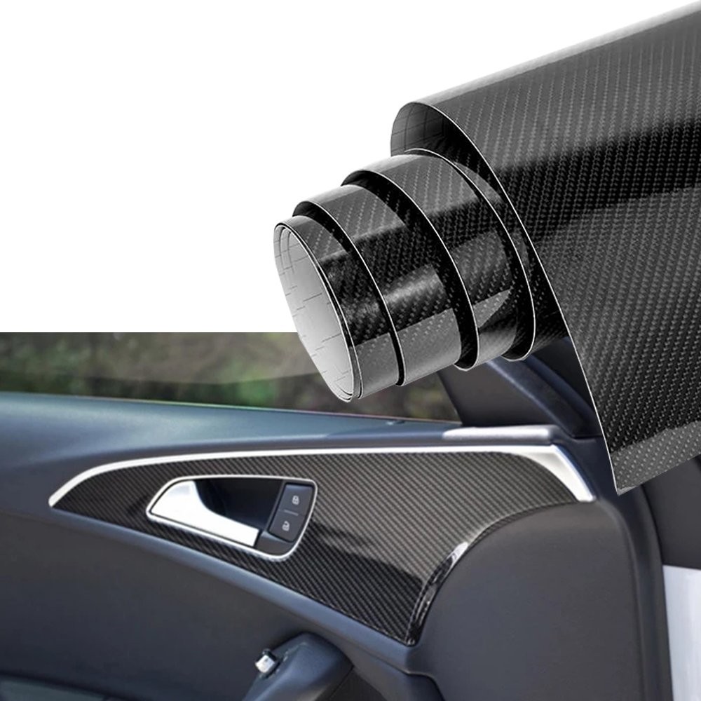 5D Carbon Fiber Black High Gloss Glossy Auto Vinyl Wrap Sticker Decal Sheet Film
