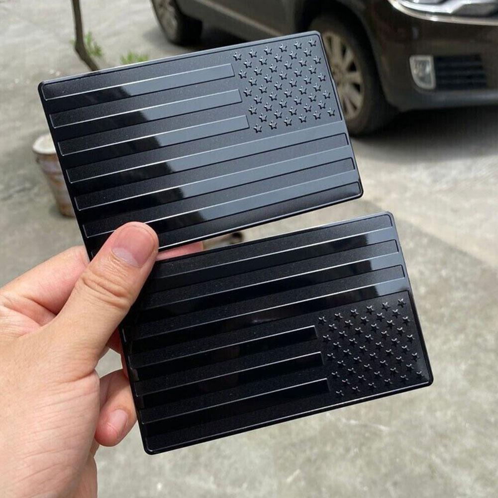2PCS 3D Metal USA Flag Car Sticker American Truck Decal Emblem Black Stickers