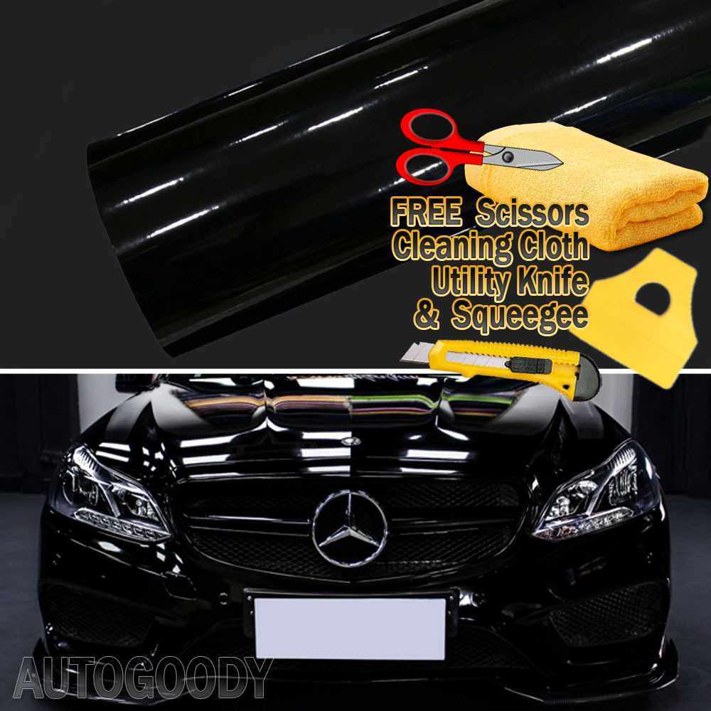72″ x 60″ Gloss Black Vinyl Film Wrap Sticker Decal Air Bubble Free 6ft x 5ft