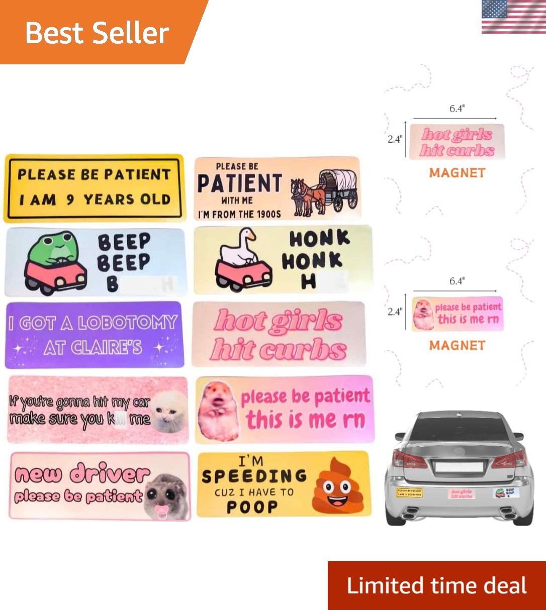 Customizable Fun 10PC Bumper Magnet Set – Ideal Gift for Prankster Drivers