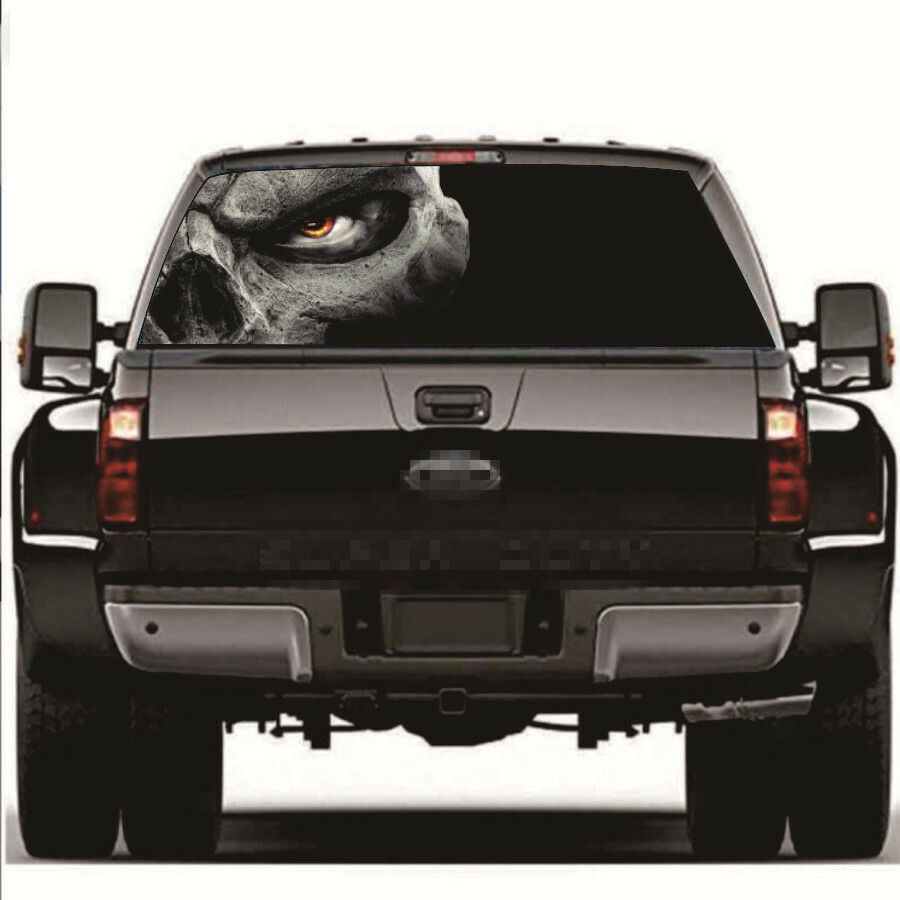 135x36cm Car Tint Graphic Vinyl Skull Decal Pickup Rear Window Decor Sticker