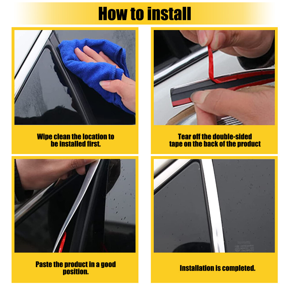 Chrome Molding Trim 0.4~1” Wide Automotive Trunk Body Side Bumper Strip Decor