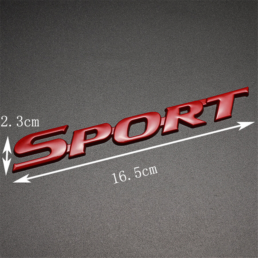 SPORT Logo Racing Car Body Fender Trunk Tailgate Emblem Badge Decor Sticker Red