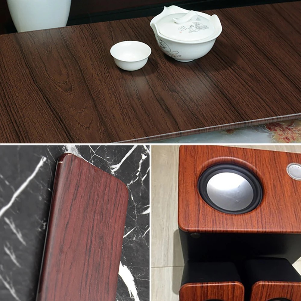 Car Interior Wood Grain Textured Glossy Vinyl Wrap Sticker DIY Decal Sheet Film