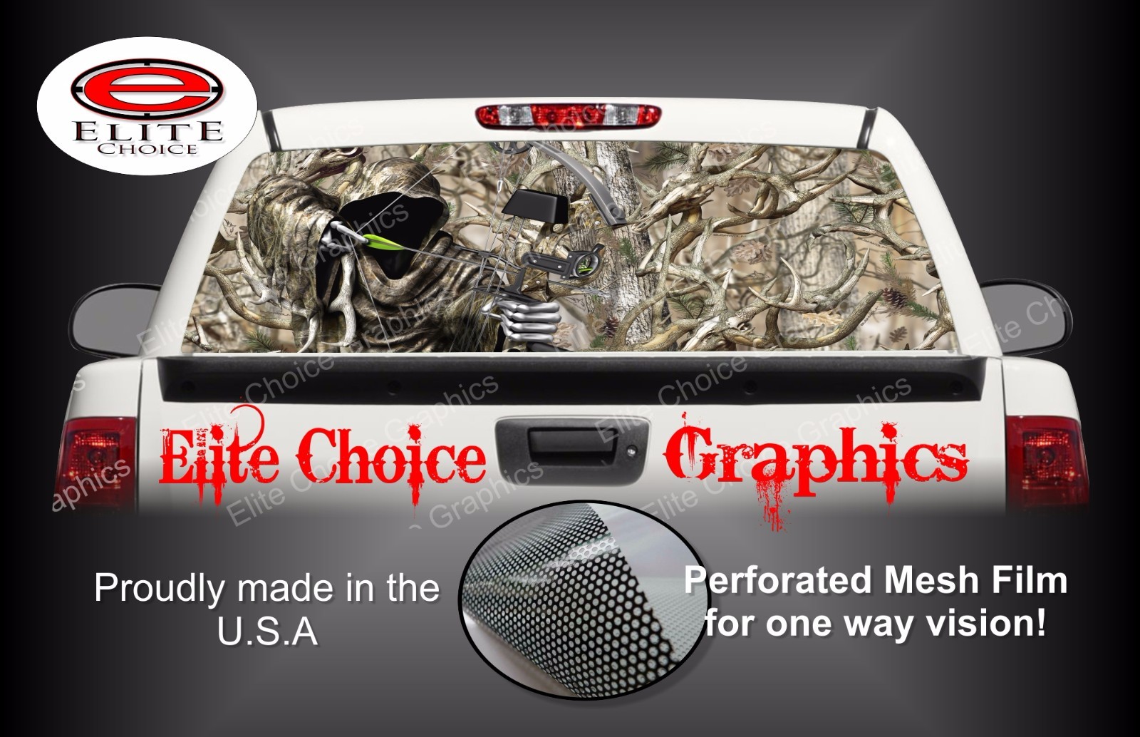 Bow Reaper Buck Camo Rear Window Graphic Decal Sticker Truck Van Car