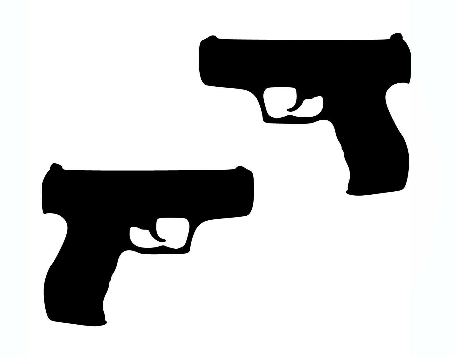 Pistol Decal – 2 Pack of Modern Handgun Stickers