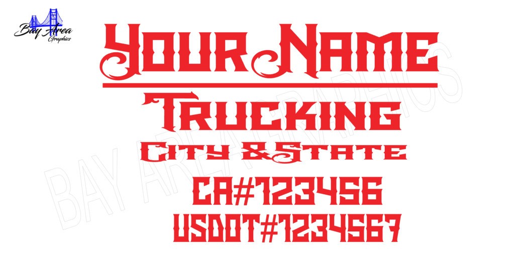 TRUCK DOOR DECALS CUSTOM Gothic Style Font /ONE COLOR OUTDOOR VINYL X2