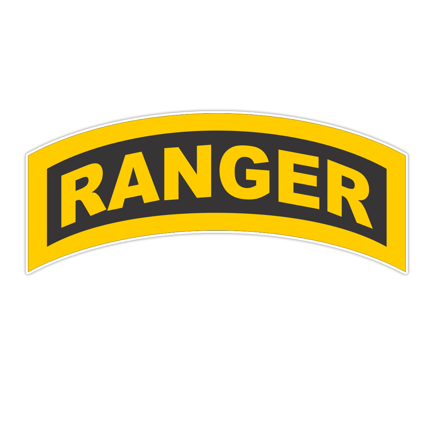 Ranger Tab (Yellow/Black) Sticker Military Vinyl Soldier Decal 5″