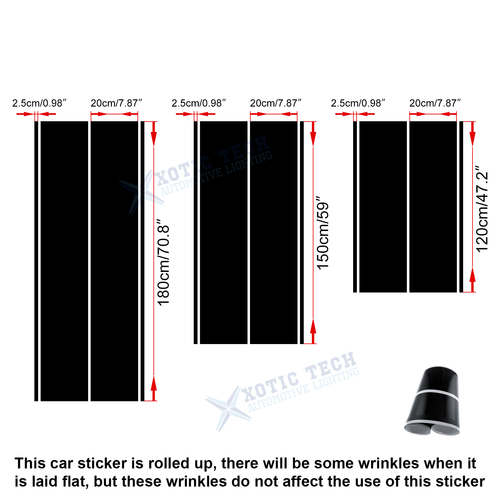 Black Double Racing Stripe Full Body Hood to Roof Sticker Decal for Ford Mustang