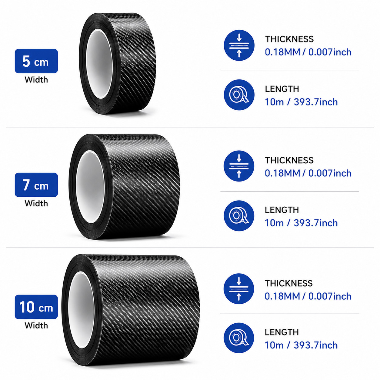 6D Black Carbon Fiber Wrap Door Sill Anti-Scratch Protector Strip for Most Cars