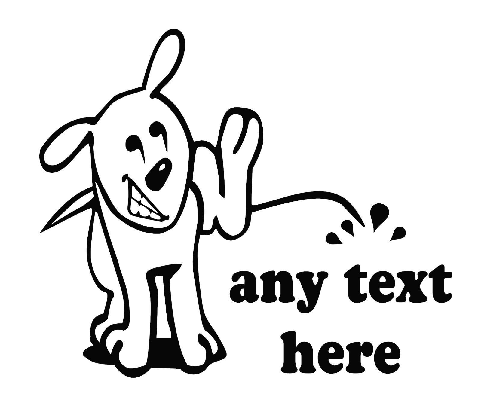 Dog pissing on ANY TEXT YOU CHOOSE. Vinyl decal, 43 different colors