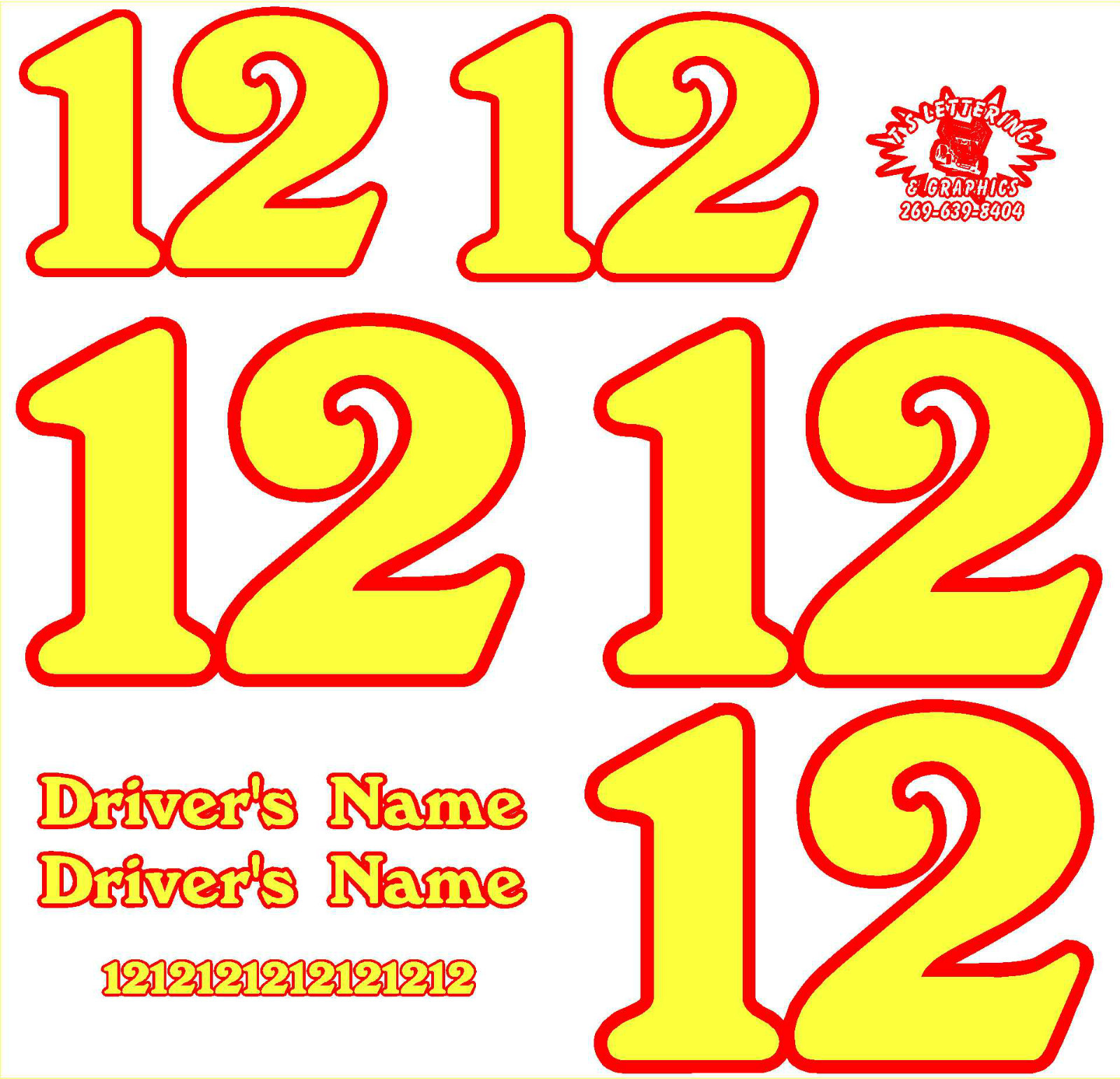 2 Color Mini Sprint Race Car Vinyl Numbers Package Number Set