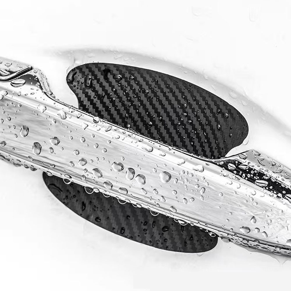 4PCS Carbon Fiber Car Door Handle Scratch-Resistant Protective Film Stickers