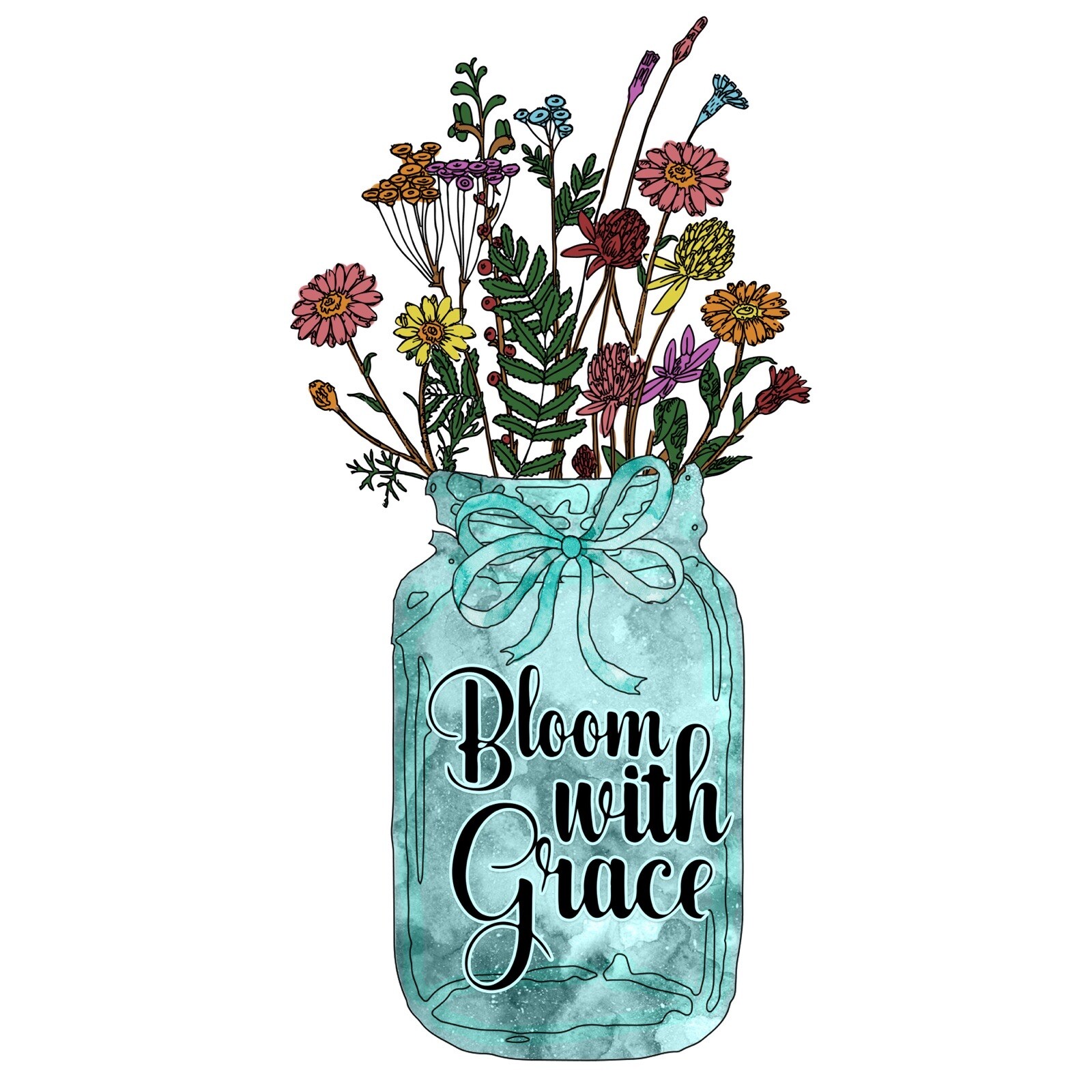 4” Bloom With Grace Sticker Positive Quote Grow Happy Car Bumper Window Decal