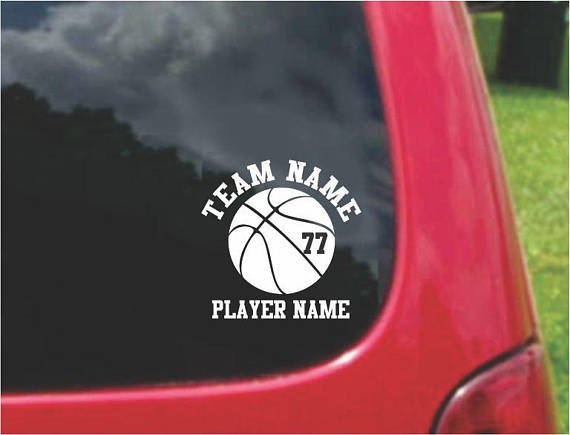 Set Basketball Sports Decals with FREE custom text 20 Colors To Choose From