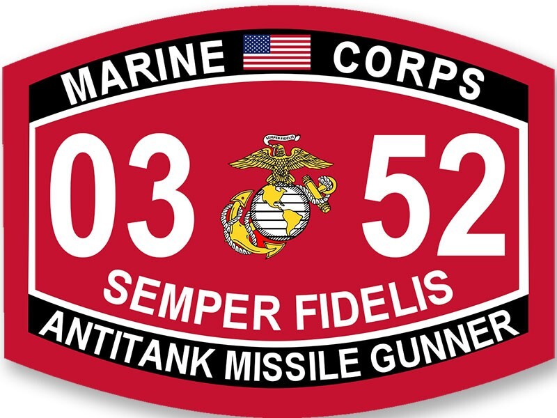 3×4 inch Marine Corps MOS Code 0352 Antitank Missile Gunner Sticker – USMC Lic.
