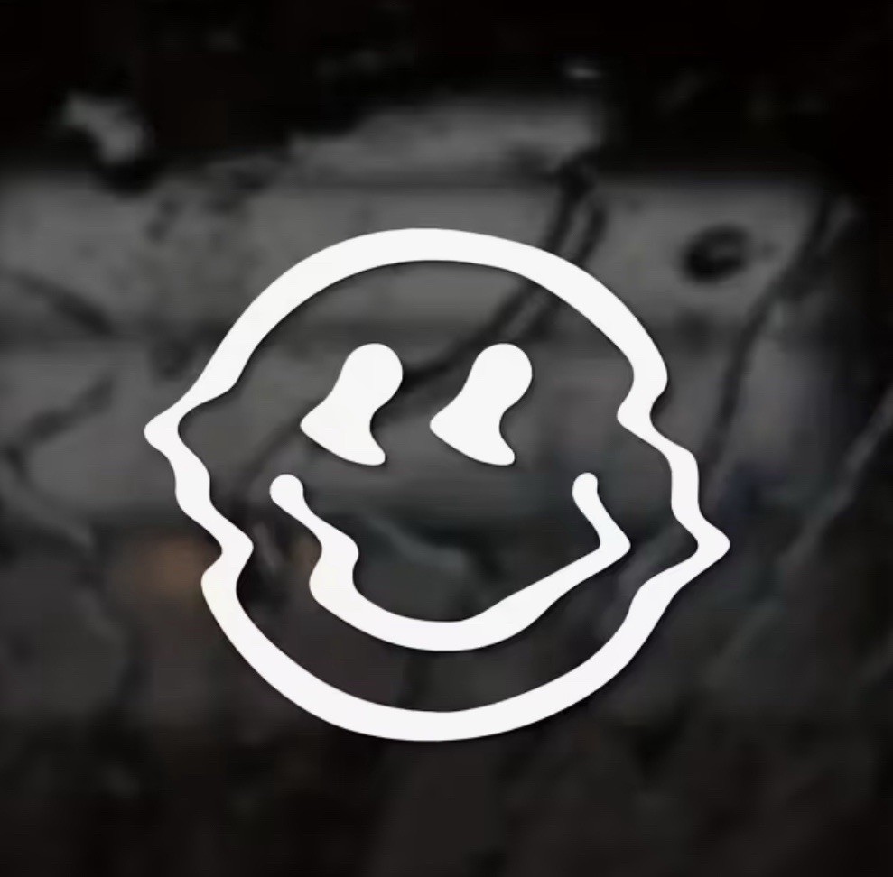 TWISTED MELTING SMILE SMILEY HAPPY FACE WHITE 4” Inch Laser Decal Sticker 1PC