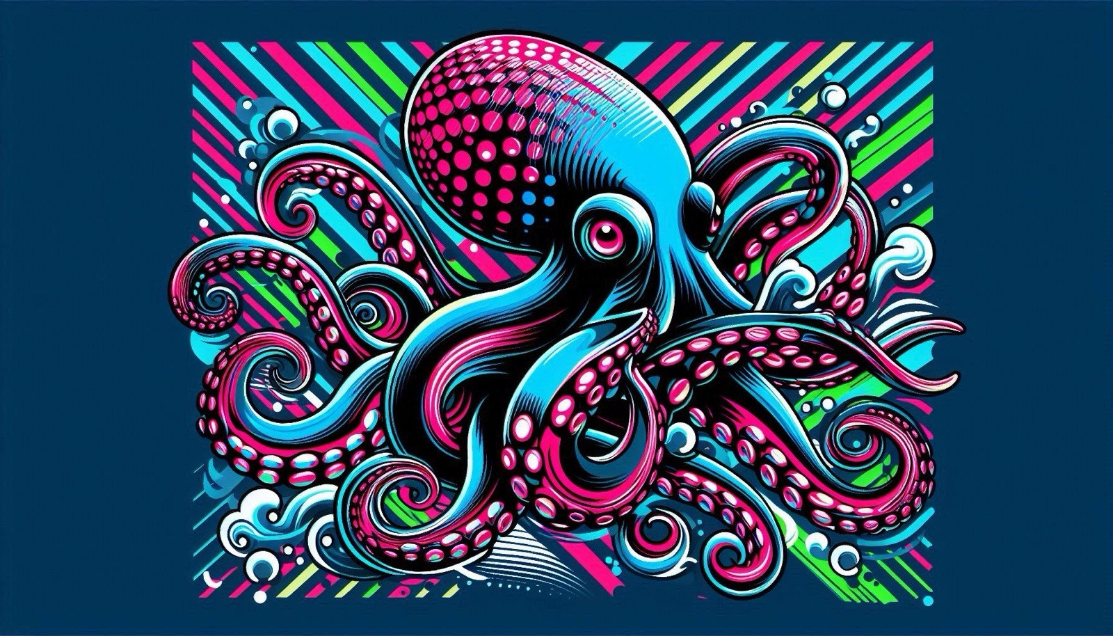 Pop Art Animal Sticker (3 Inch) Vibrant Neon Octopus Tentacles Ocean Light Rays!