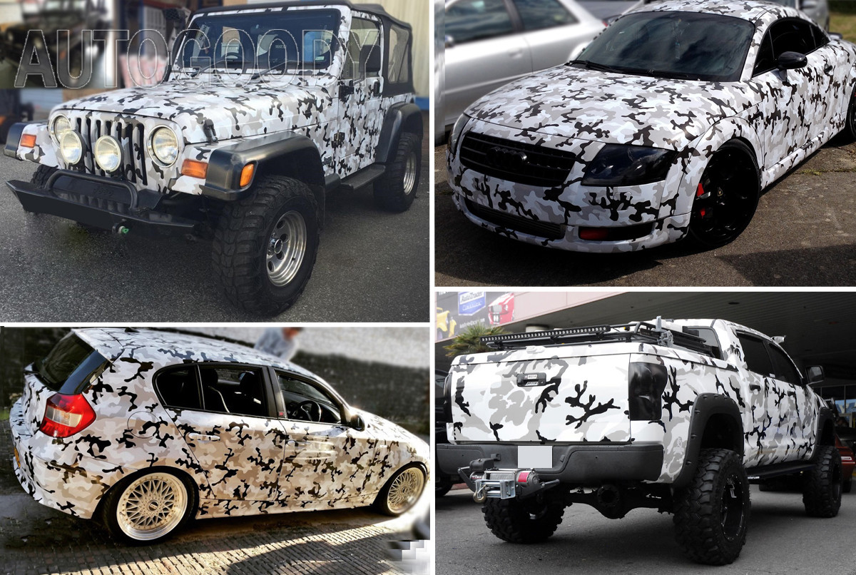 Snow Army Camo Camouflage Desert Vinyl Film Wrap Sticker Bubble Free Air Release