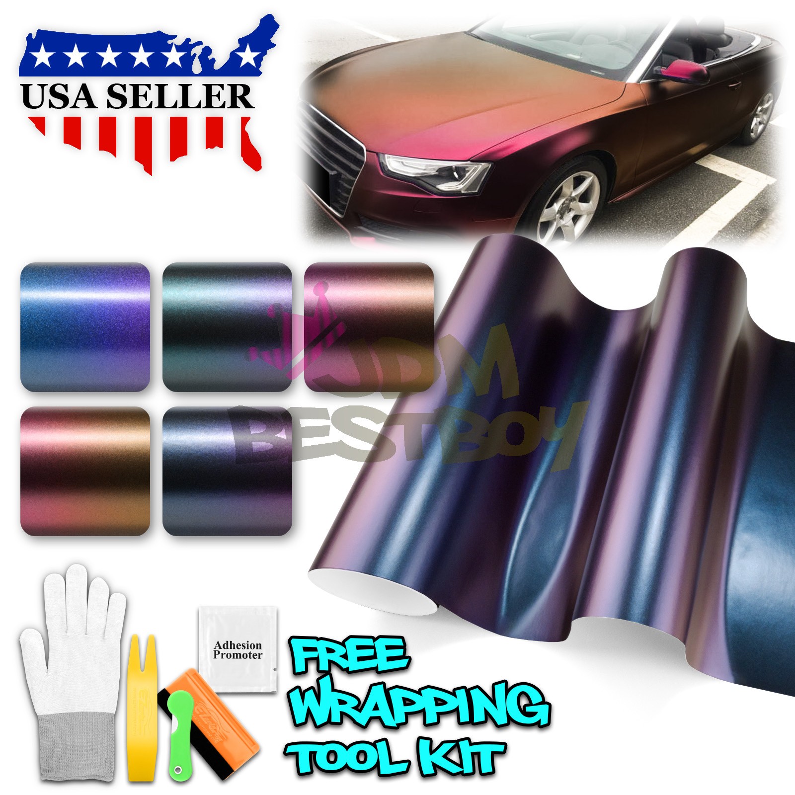 【Chameleon】 Gloss / Matte Metallic Color Change Shift Flow Vinyl Wrap Sheet Film