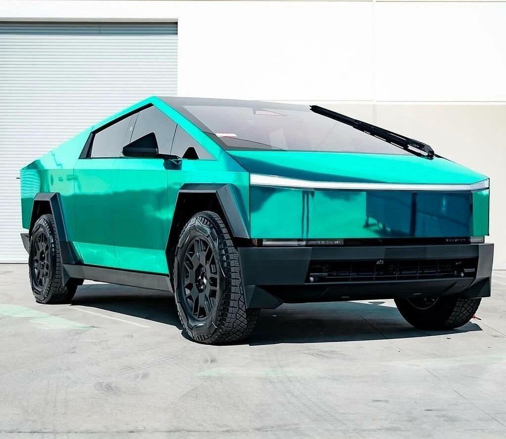 Cybertruck DIY PPF Paint Protection Film Wrap Color Change Mirror Lake Blue