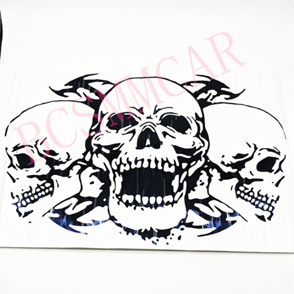 Car Hood Stickers Interesting Custom Triple Skull Vinyl Decals DIY Self-adhesive