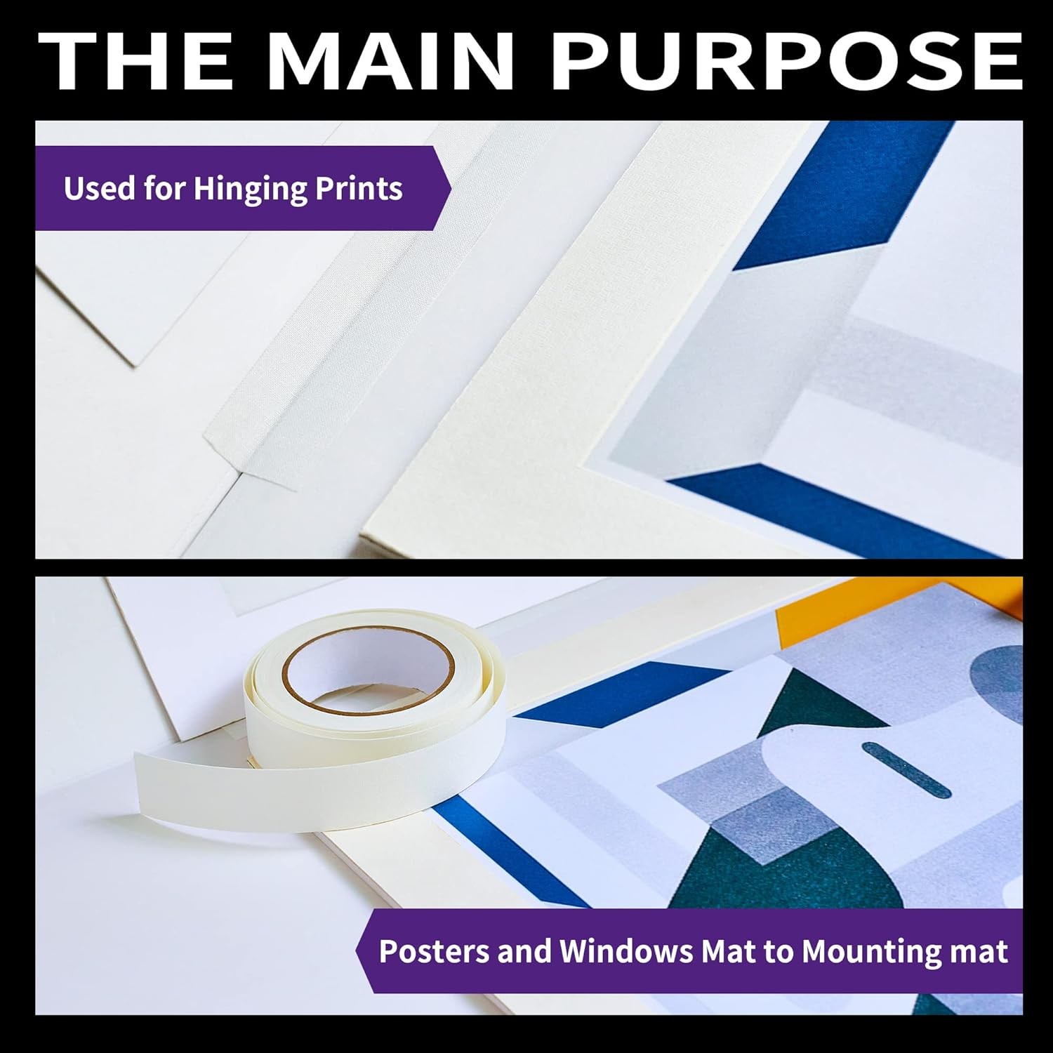 Linen Hinging Tape – Self-Adhesive for Prints Matte White