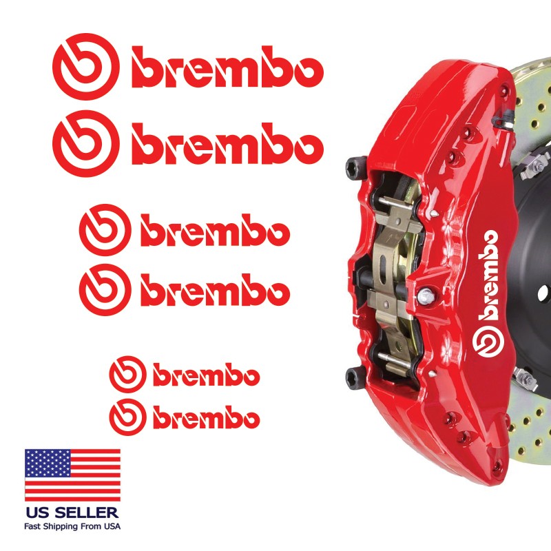 Fits Brembo Brake Caliper High Temp Vinyl Decal Sticker 6 PCS [Pick Color]