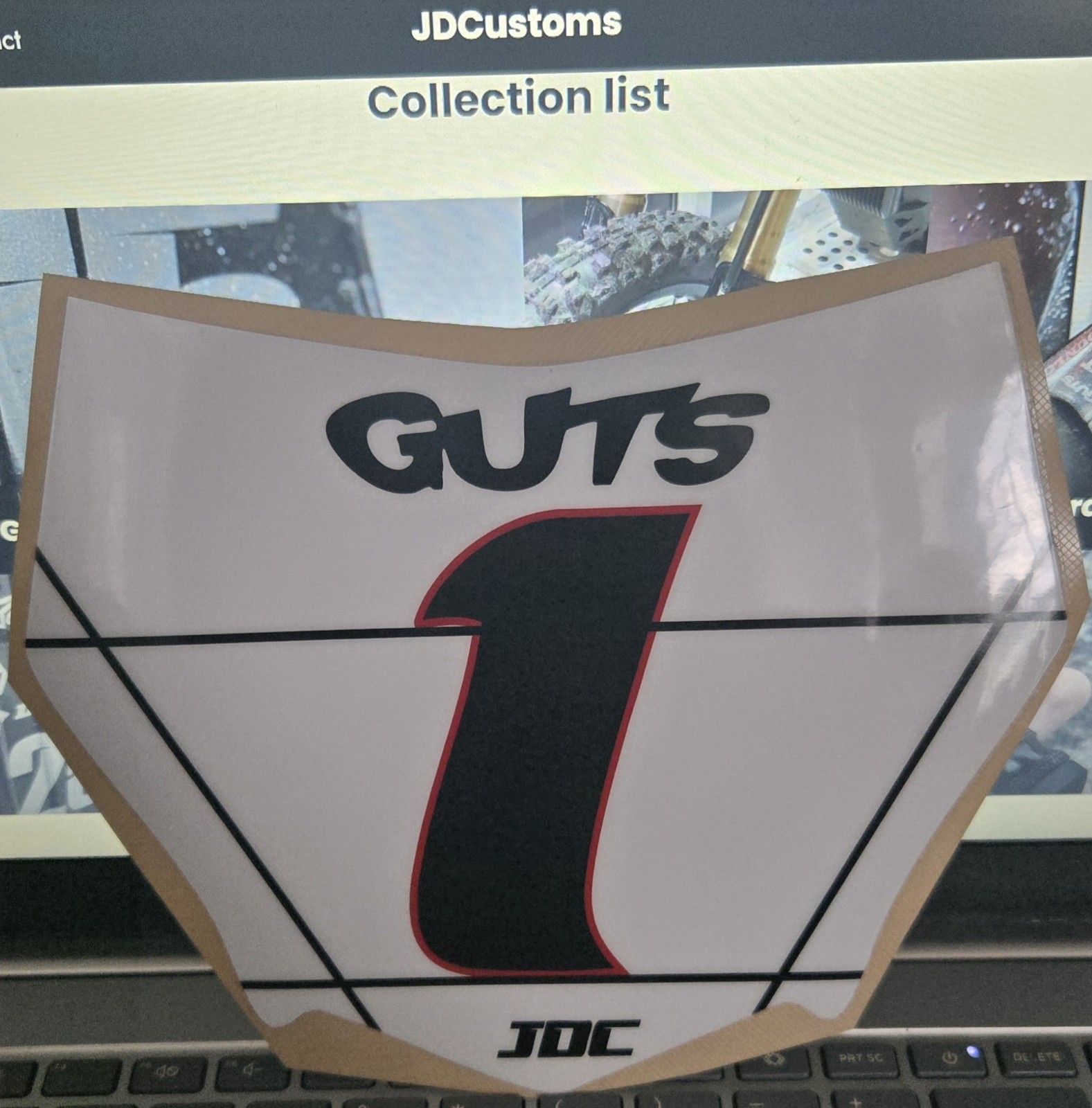 1 MOTOCUTZ Number Plate Decal – (Black/White/Gloss) – Item#99