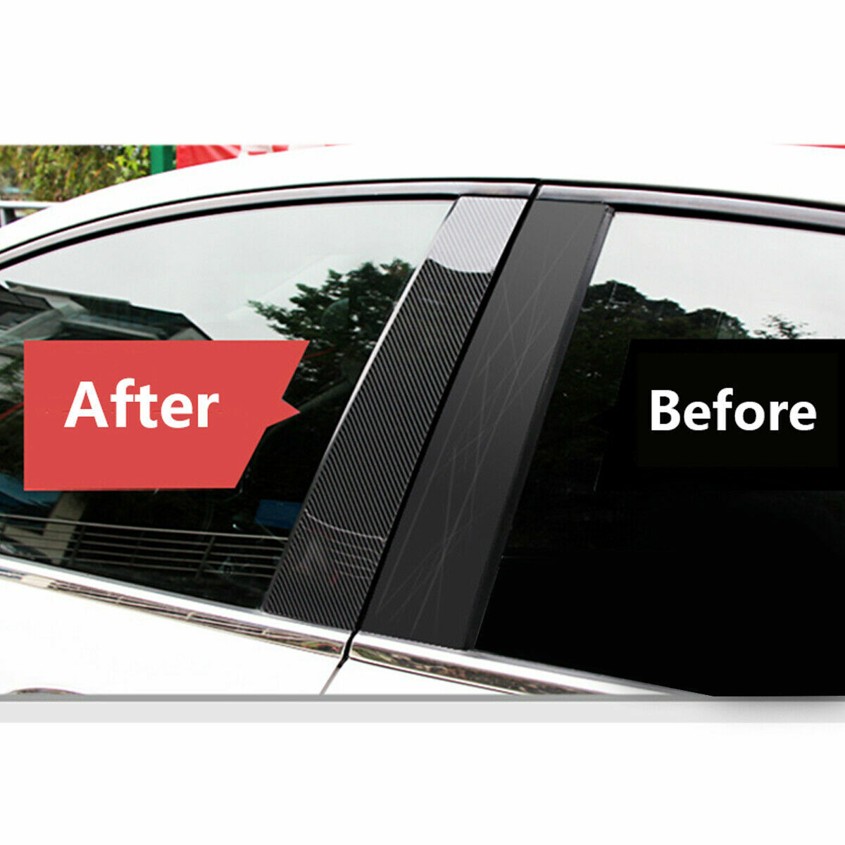 6PCS For 2006-2010 5D Carbon Fiber Texture Pillar Posts Door Trim Piano Decal