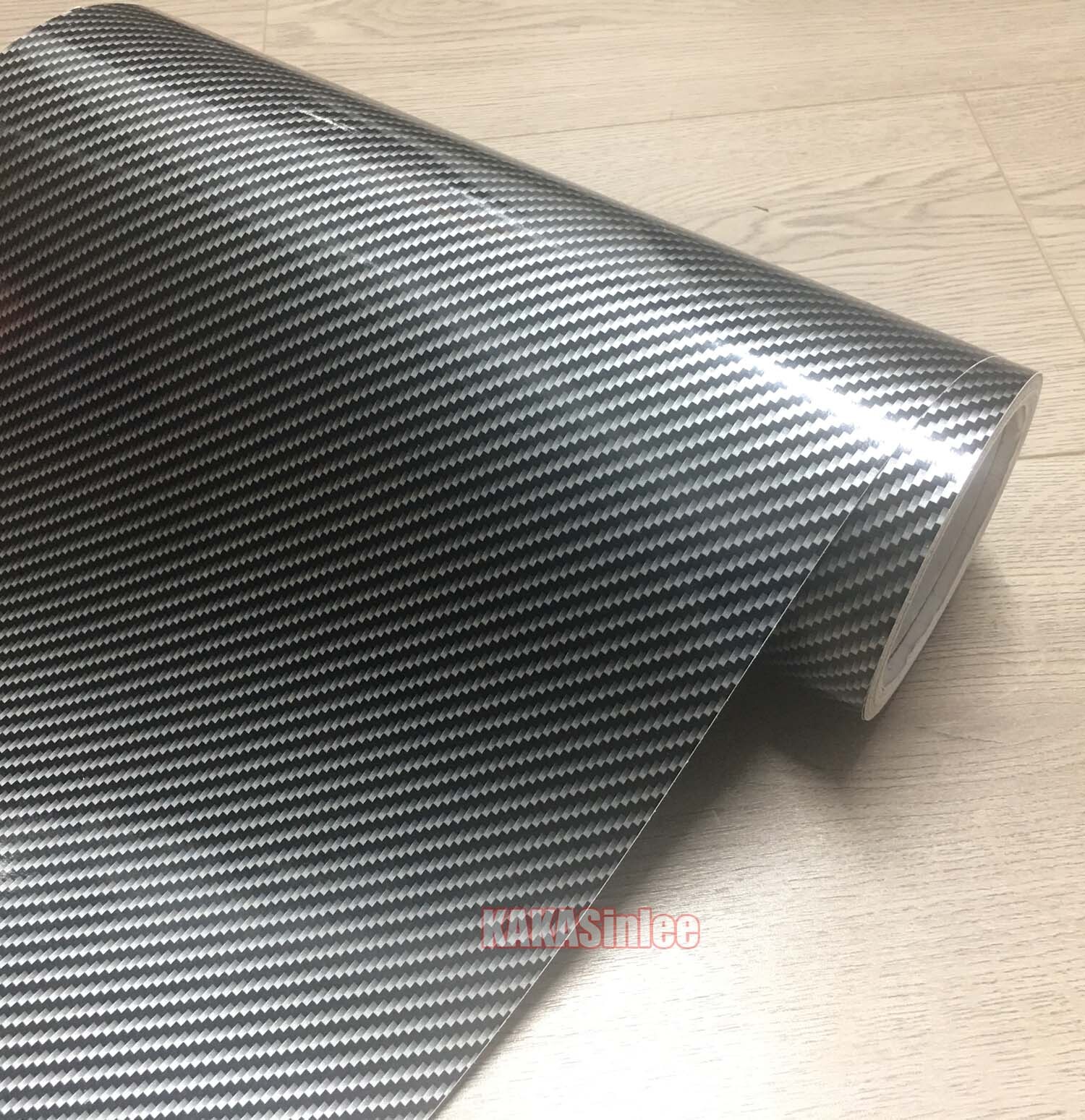 12″ x 50″ Car Glossy Smooth 2D Carbon Fiber Vinyl Wrap Sticker Decal Black Trim