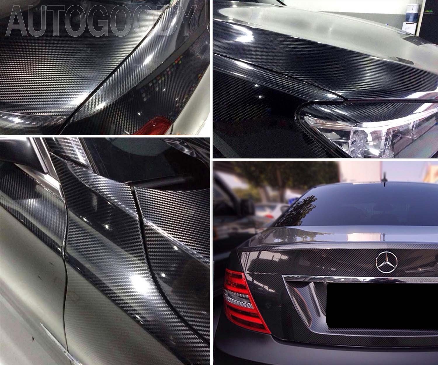 60″x60″ HIGH GLOSS 5D Black Carbon Fiber Vinyl Wrap Air Bubble Free 5ft x 5ft 6D