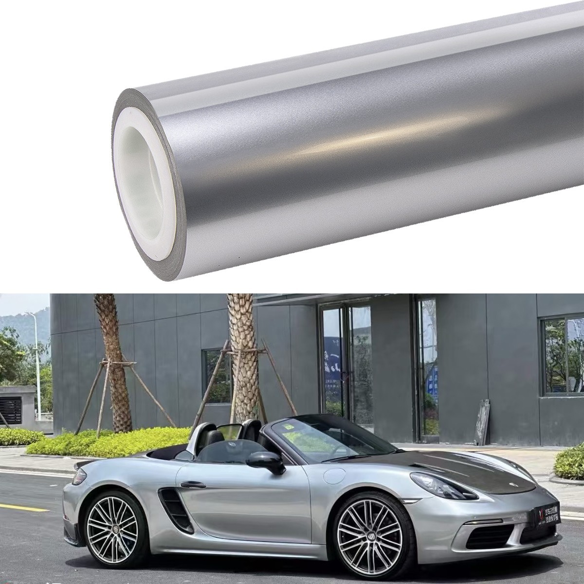 108″x60″ Ultra Gloss PET Liner GT Silver Car Vinyl Wrap Air Release 9FT x 5FT