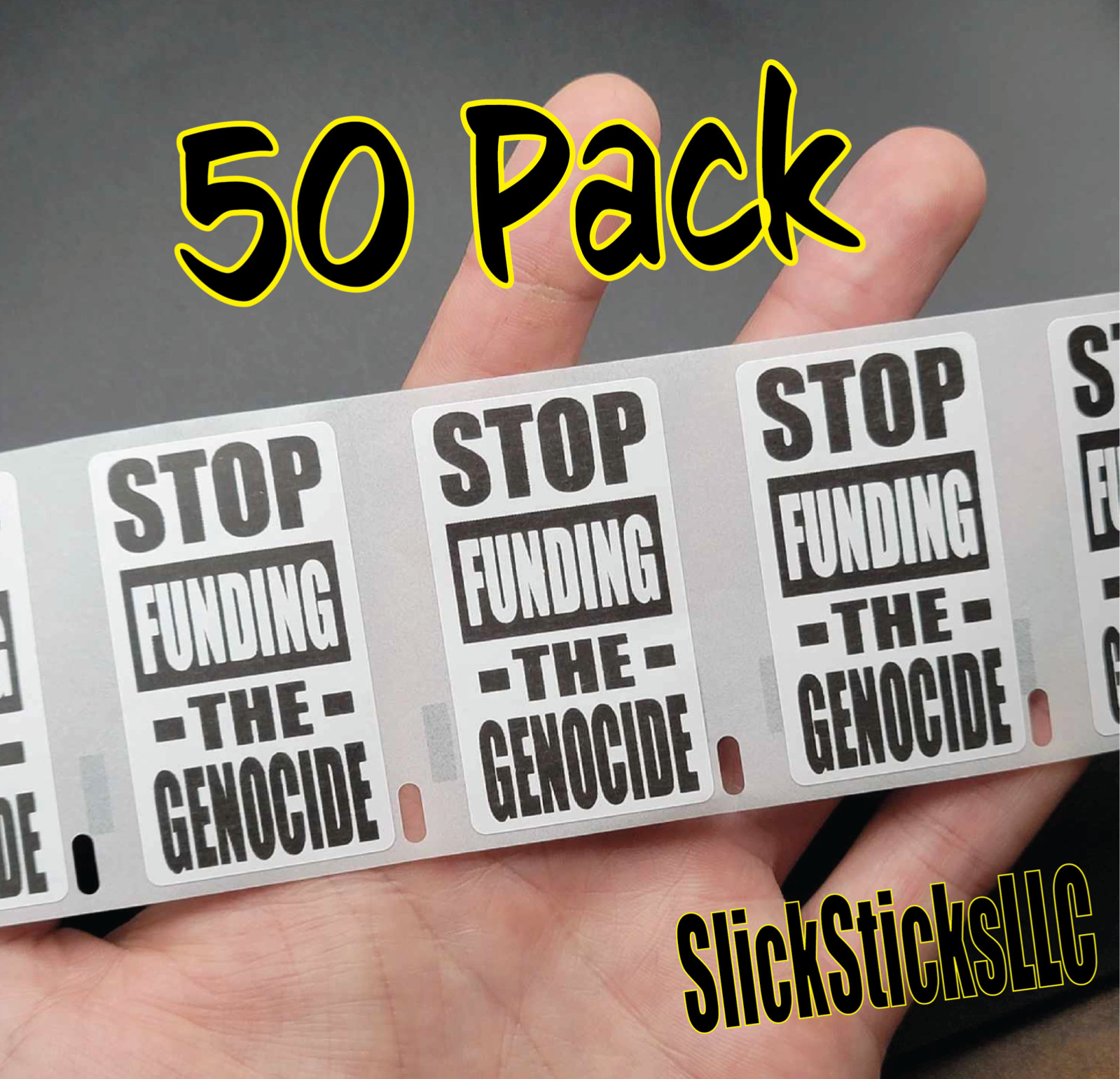 50PCS “STOP FUNDING THE GENOCIDE” stickers decals Gaza war end Palestinian