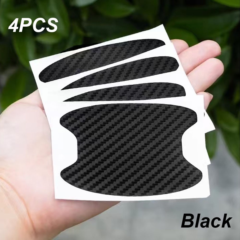 4PCS Carbon Fiber Car Door Handle Scratch-Resistant Protective Film Stickers