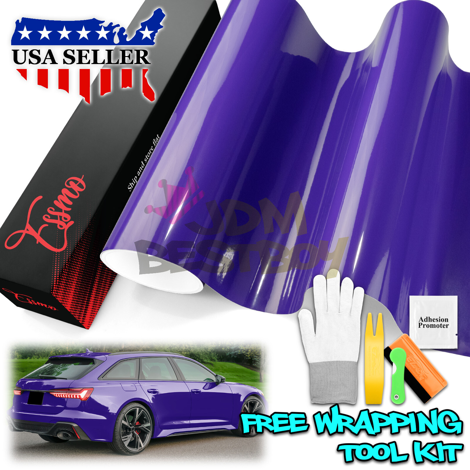 ESSMO PET Super Gloss Purple Car Vehicle Vinyl Wrap Decal Glossy Like Paint