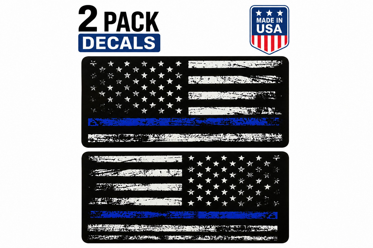 American Flag 2 pack Blue Line Vinyl Sticker for Cars, Trucks & Vehicle Windows