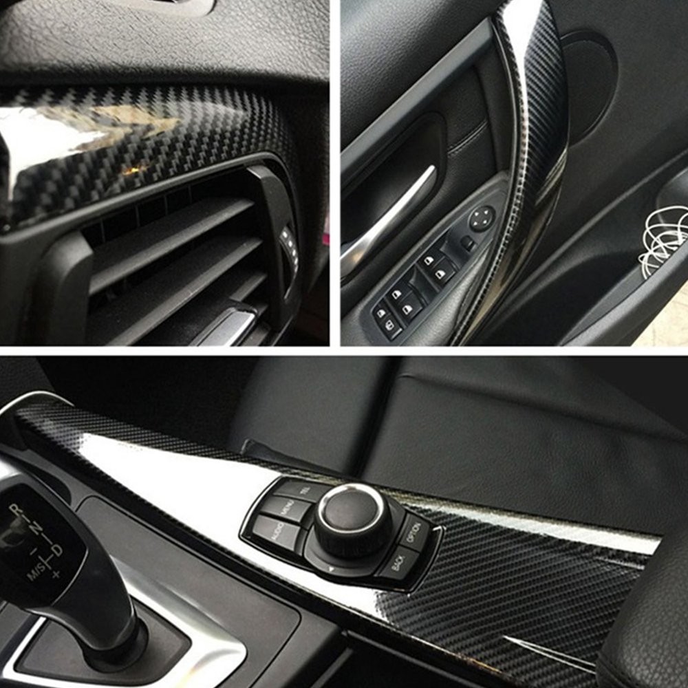 5D Carbon Fiber Black High Gloss Glossy Auto Vinyl Wrap Sticker Decal Sheet Film