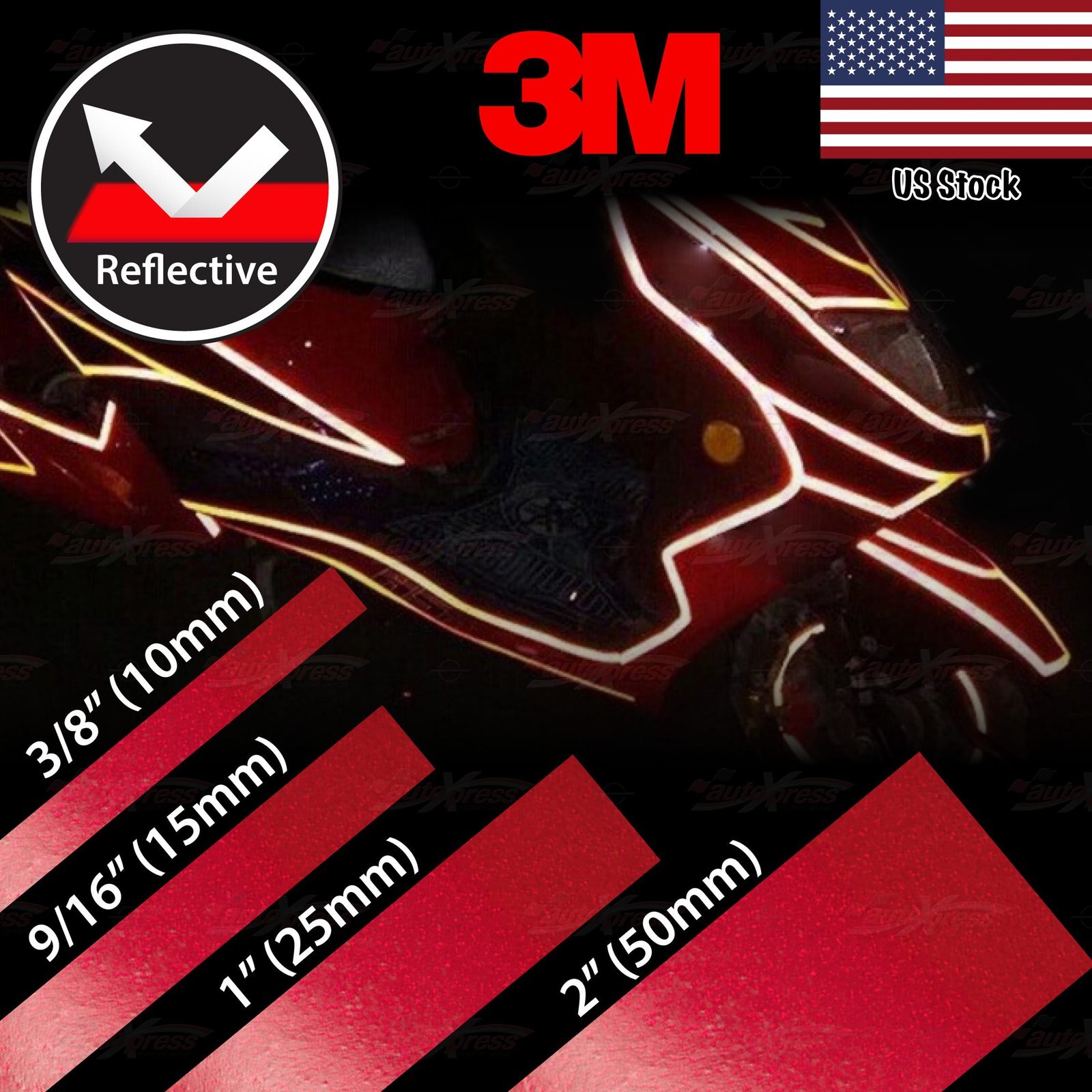 3M REFLECTIVE Conspicuity Adhesive Roll Decal Tapes Stickers Various Color Sizes