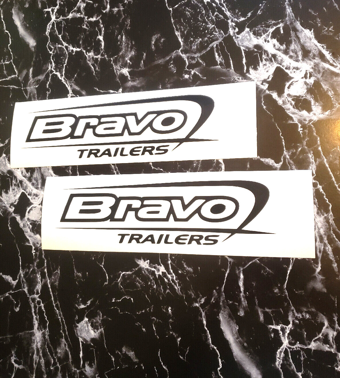 Bravo trailers Replacement TRAILER DECAL Stickers Gloss Black 18″ (2) FAST USA!