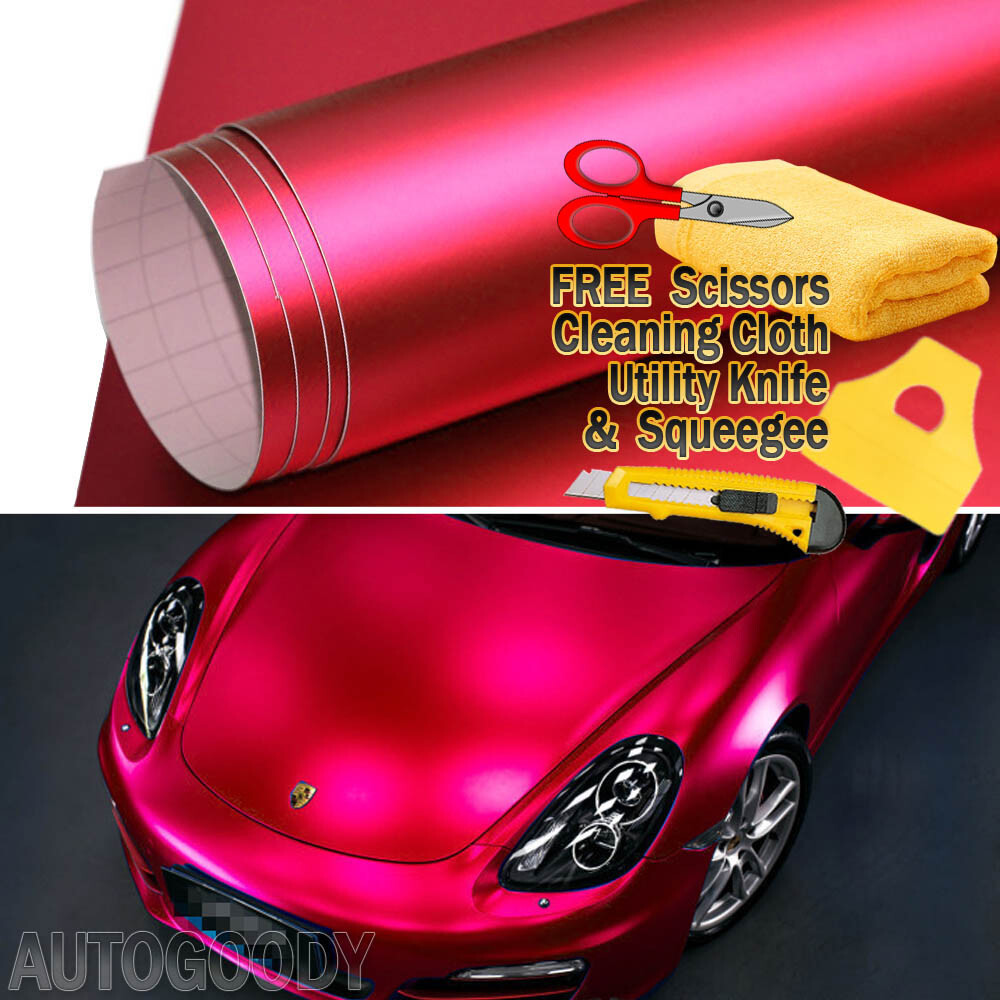 480″x60″ Satin Matte Chrome Metallic Red Vinyl Film Wrap Bubble Free 40ft x 5ft